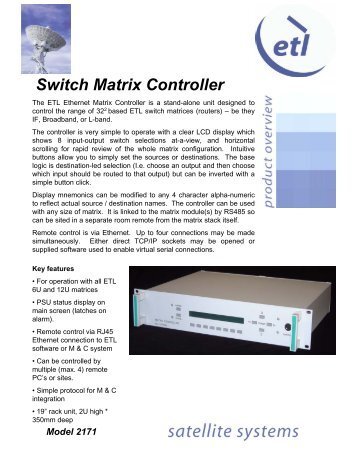 Switch Matrix Controller - ETL Systems