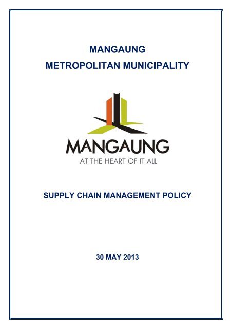 to download the PDF on the Supply Chain ... - Mangaung.co.za