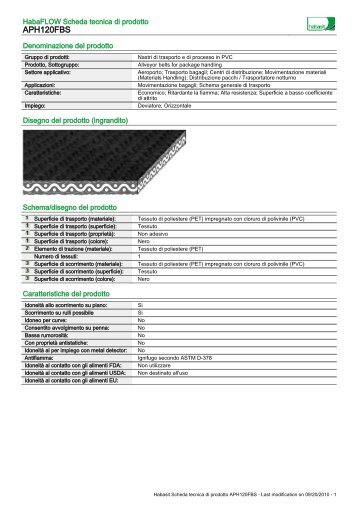 Vedere il foglio dei dati tecnici in PDF - Habasit