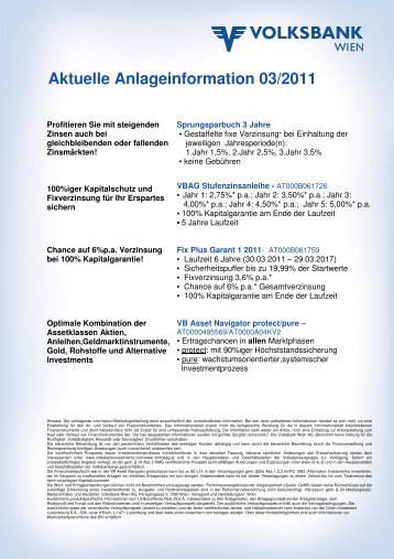 Aktuelle Anlageinformation 03/2011 - Volksbank Wien AG