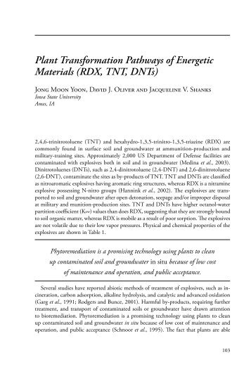 Plant Transformation Pathways of Energetic Materials (RDX, TNT ...