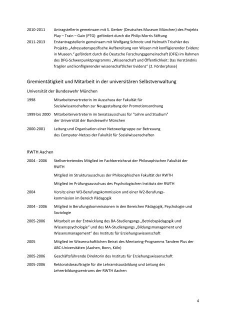 Curriculum Vitae - Prof. Dr. Doris Lewalter - Fachgebiet ...