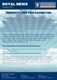 Übermittlung von Passdaten - Royal Caribbean International