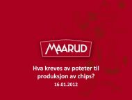 Hva kreves av poteter til produksjon av chips?Jan ... - Fagforum Potet