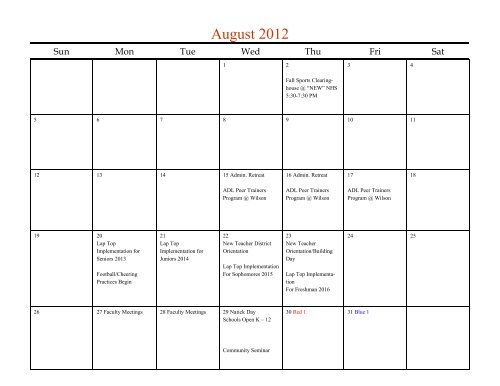 NHS Calendar - Natick Public Schools NHS Calendar - Natick Public Schools