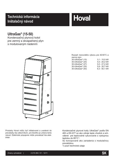 SK Technická informácia Inštalačný návod UltraGas® (15-50)