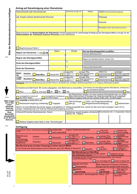 035_001 - Antrag auf Genehmigung einer Dienstreise