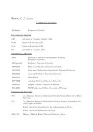 CV - Department of Mathematics - Princeton University