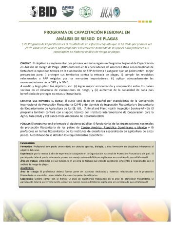 programa de capacitación regional en análisis de riesgo de plagas