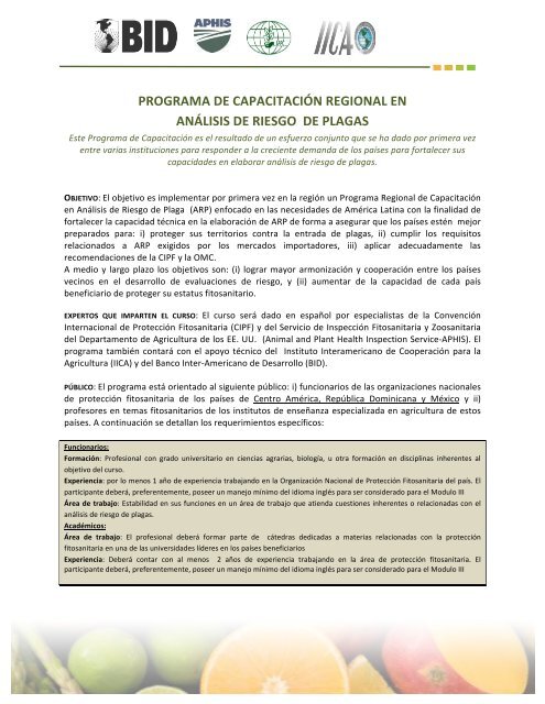 programa de capacitación regional en análisis de riesgo de plagas