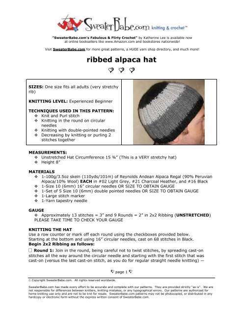 Ribbed Alpaca Hat Free Knitting Pattern Yarn Shop