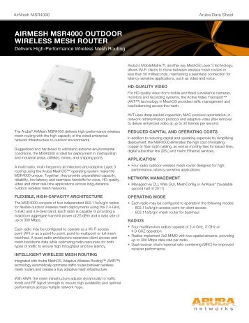 airmesh msr4000 outdoor wireless mesh router - Aruba Networks