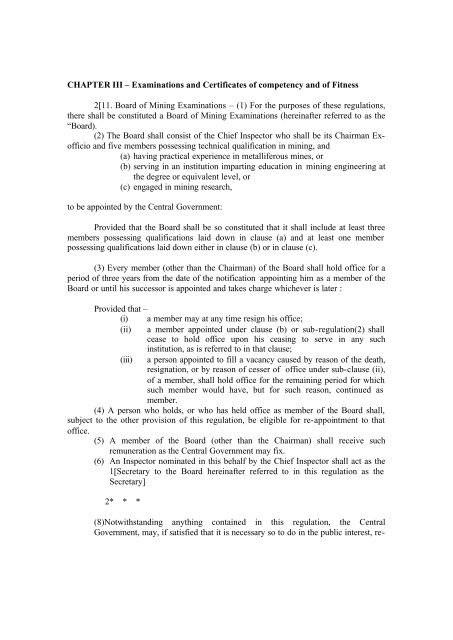 Metalliferous Mines Regulations, 1961 - Directorate General of ...