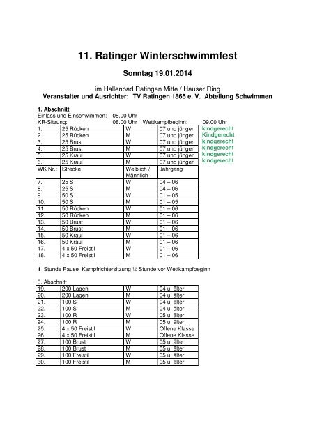 11. Ratinger Winterschwimmfest - Schwimmen.TV-Ratingen.de