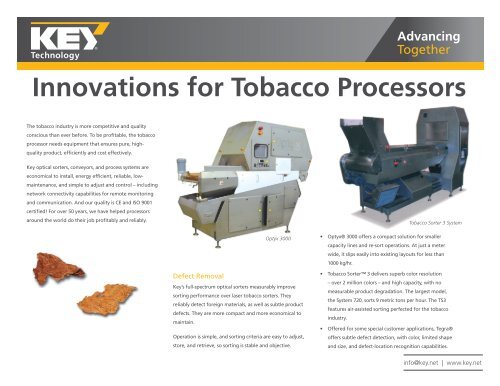 Innovations for Tobacco Processors Brochure
