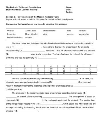 Worksheets The Periodic Law Worksheet alien periodic table activity pdf the and law name study guide for