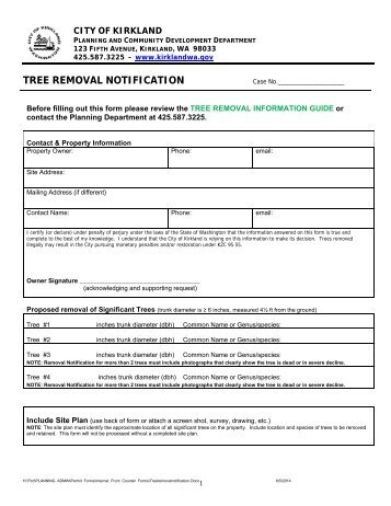 Tree Removal Notification - City of Kirkland