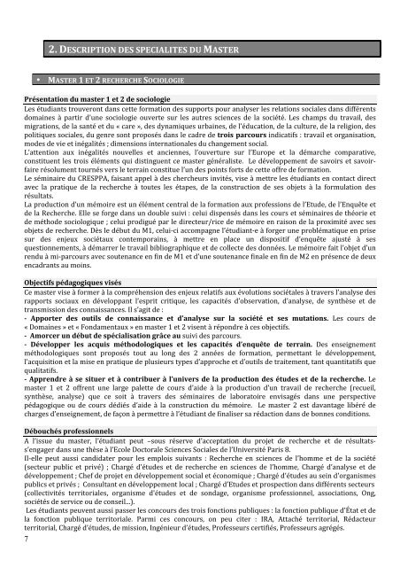 Brochure complète de présentation du master ... - Université Paris 8