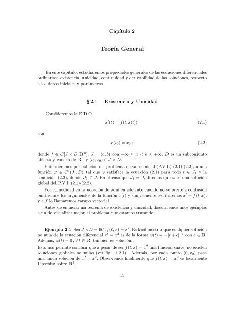 Ecuaciones Diferenciales Ordinarias - Facultad de Ciencias