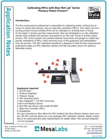 Calibrating MFCs with Bios Met Lab Series Primary ... - Mesa Labs