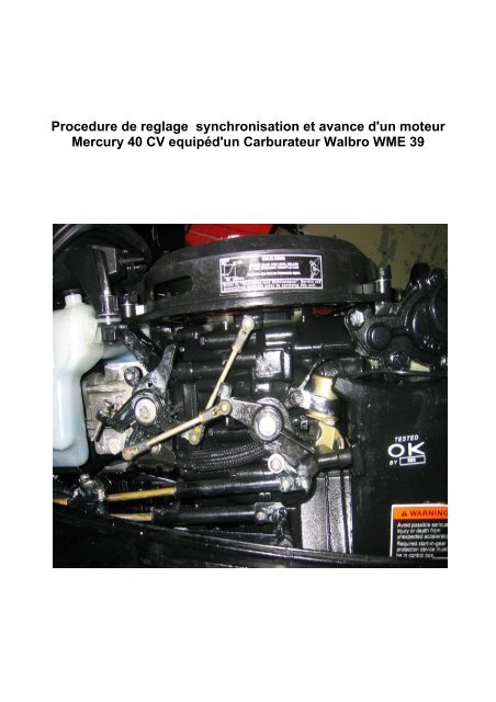 RÃ©glage moteur Mercury 2T / 40 cv / carburateur ... - Pneuboat.com
