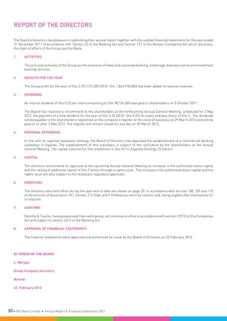 Financial Statements 2011 - Investing In Africa