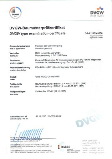 DVGW-Baumusterz. GWE PE100-Control GAS 250-450_deutsch