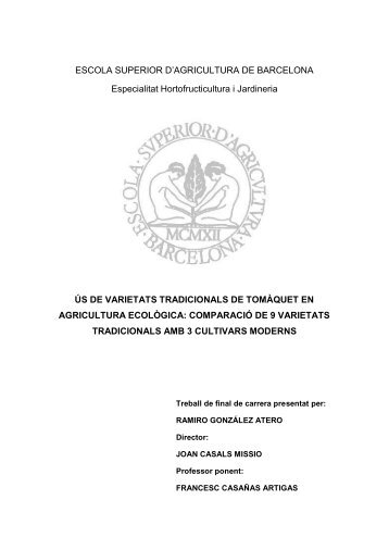 2011_TFC_comparativa varietats locals/comercials ... - Esporus