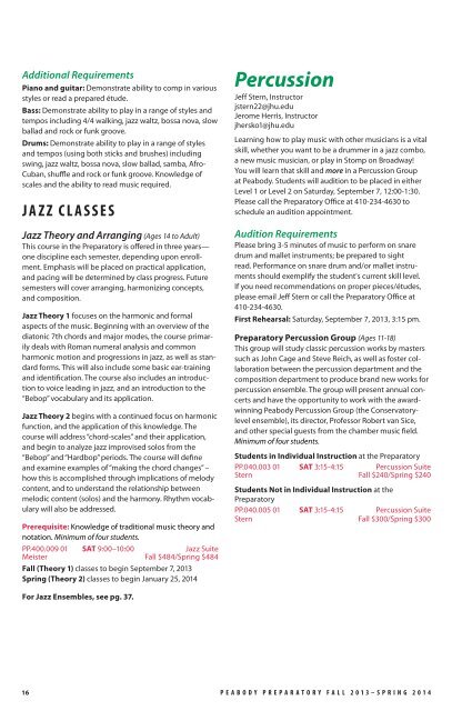 Fall/Spring 2013-2014 Catalog - Peabody Institute of The Johns ...