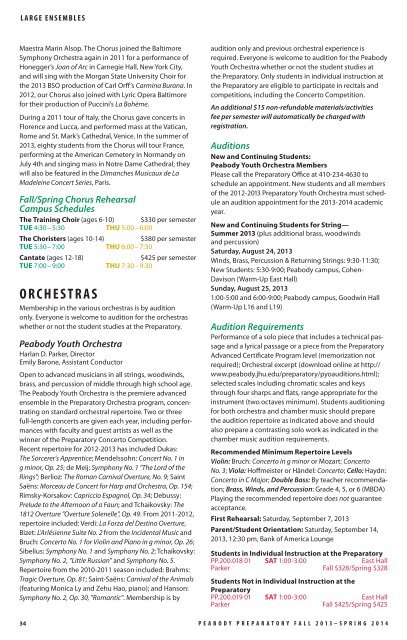 Fall/Spring 2013-2014 Catalog - Peabody Institute of The Johns ...