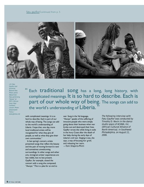 African song / Fatu Gayflor â¢ War and wealth - Philadelphia Folklore ...