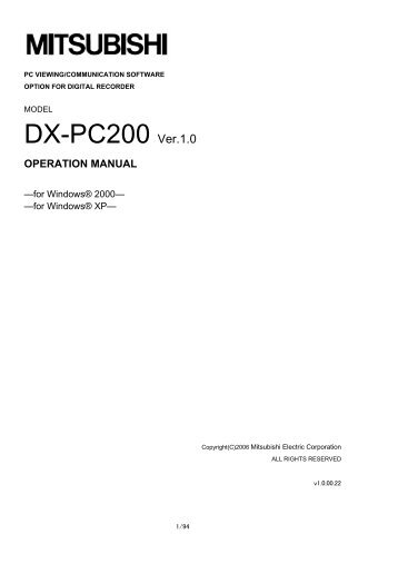 DX-PC200 Ver.1.0 - Mitsubishi Electric