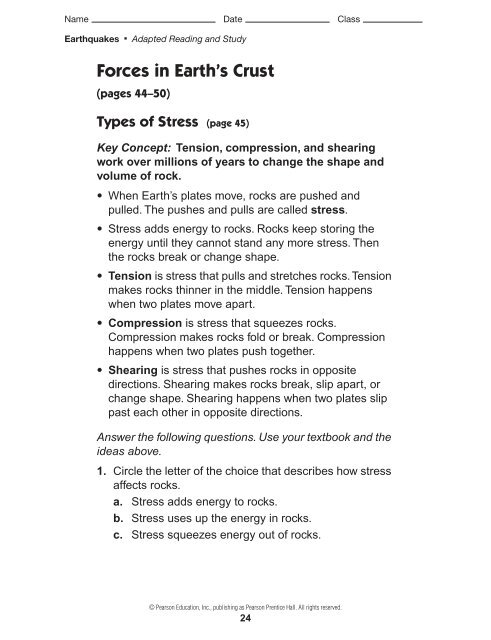 Earth In Space Worksheet Pearson Education Inc Answers - The Earth Images Revimage.Org