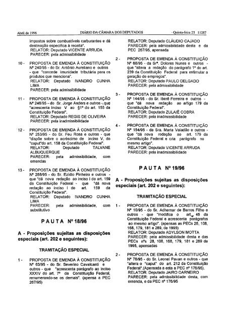 DIARIO DA CAMARA DOS DEPUTADOS - CÃ¢mara dos Deputados