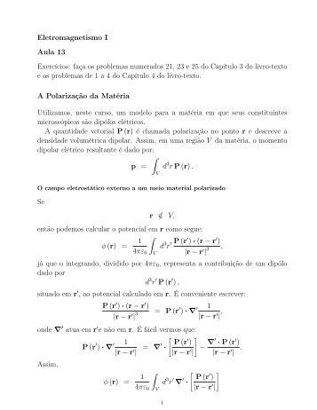 Eletromagnetismo I Aula 13 ExercÃ­cios: faÃ§a os problemas ... - IFSC