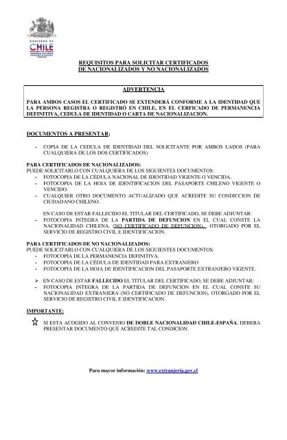 Solicitud de Certificado de Nacionalizado y no Nacionalizado con ...