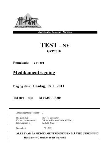 TEST – NY Medikamentregning