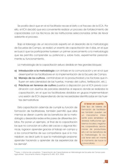 Escuelas de Campo para Agricultores de CafÃ© y Cacao - Instituto ...