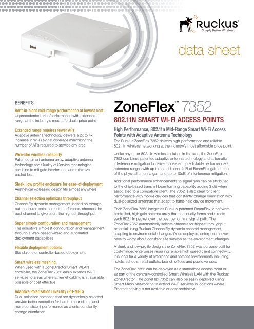 ZoneFlexÃ¢Â„Â¢ 7352 - Ruckus Wireless: America