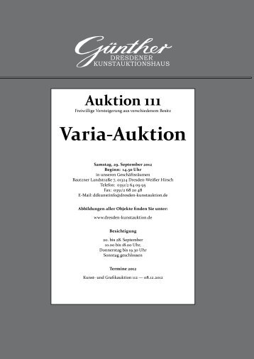 Varia-Auktion - Kunstauktionshaus  Günther in Dresden