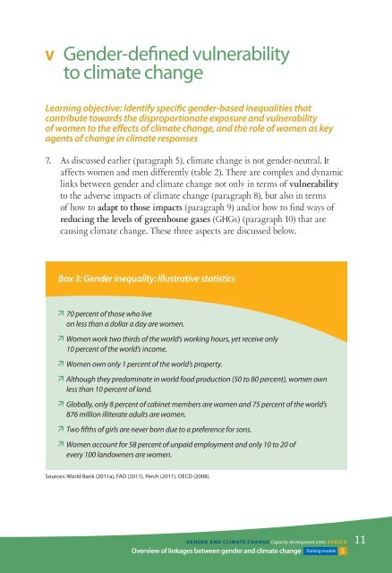 Overview of linkages between gender and climate change