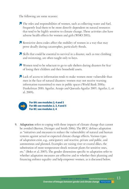 Overview of linkages between gender and climate change