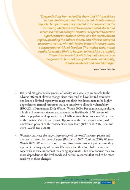 Overview of linkages between gender and climate change