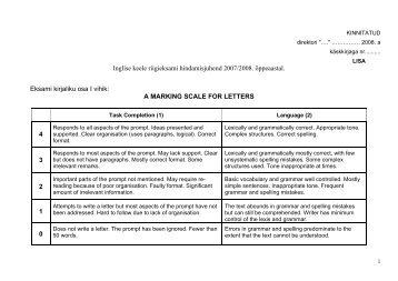 Inglise keele riigieksami hindamisjuhend 2007/2008. Ãµppeaastal ...