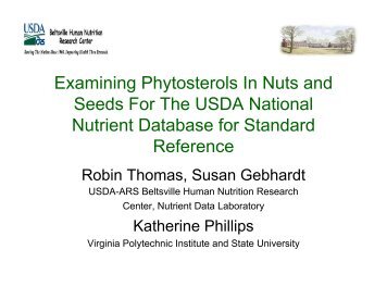 Examining Phytosterols In Nuts and Seeds For The USDA National ...