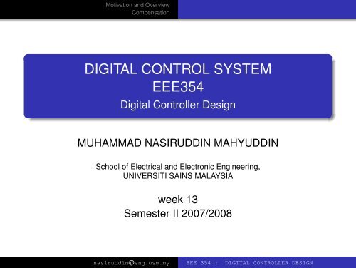 Digital Controller Design - School Of Electrical & Electronic ...
