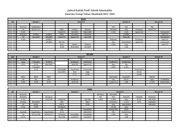 Jadwal Kuliah Prodi Teknik Informatika Semester Genap Tahun ...