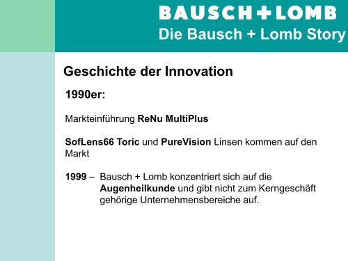 Die Bausch + Lomb Story Geschichte der Innovation 1980er - Artelac