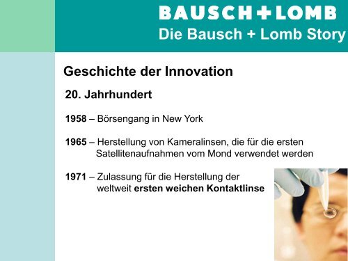 Die Bausch + Lomb Story Geschichte der Innovation 1980er - Artelac