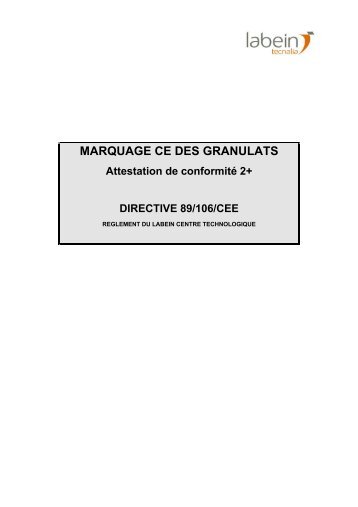 MARQUAGE CE DES GRANULATS Attestation de ... - Nobatek